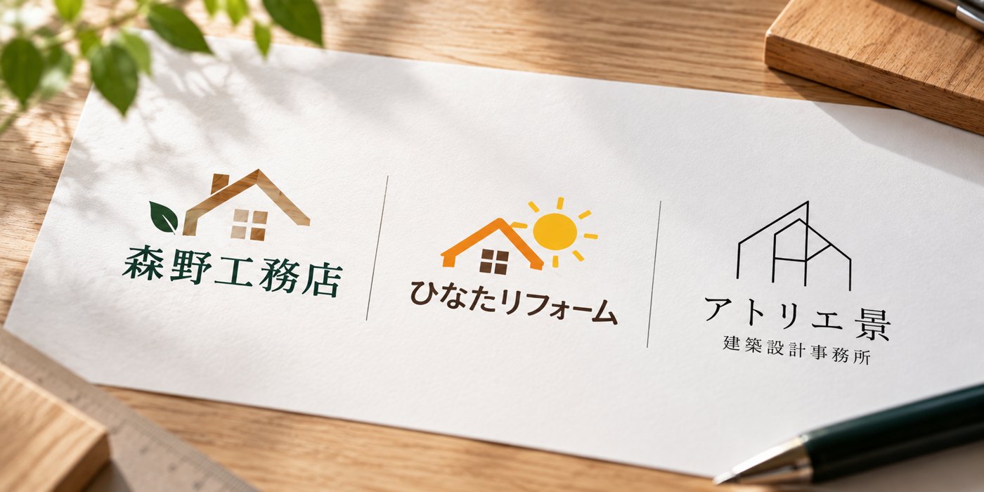 ロゴの制作例（架空の会社）：工務店・リフォーム会社・設計事務所